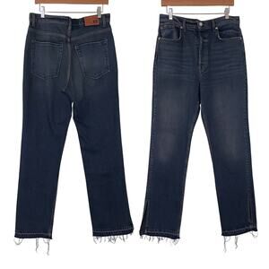 EB DENIM Distressed Split Hem Button Fly Straight Leg Jean Size 30